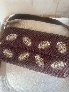 NWT Brown Beaded Football Purse - Perfect for Football season